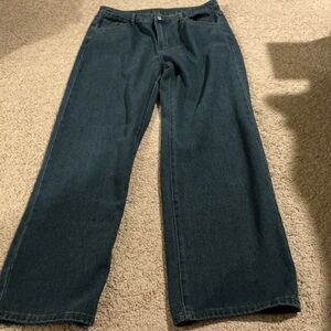 FLVSUN Wide Leg Jeans High Rise Denim Blue Relaxed Fit Womens XL 12 Minimalist